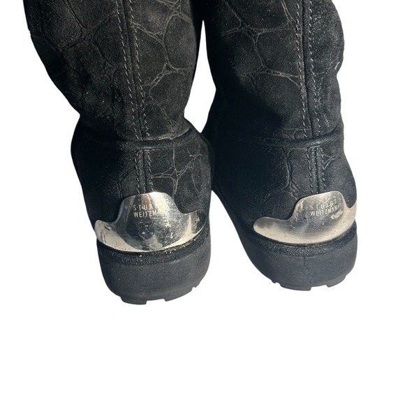 Stuart Weitzman Black Mid Calf Black Suede Pull On Boots Sz 8 - Picture 11 of 13